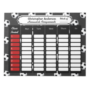 Bloc-note Soccer Ball Weekly Homework Assignment Notepad