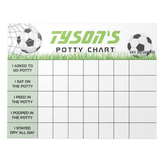 Bloc-note Soccer Sport Potty Chart Nom et tâches personnalis (Devant)