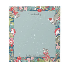 Bloc-note Souris de souris Whimsical Champignons Bois Noël