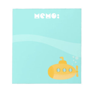 Bloc-note Sous-marin jaune mignon sous la mer, pour des
