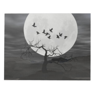 Bloc-note Spooky Ravens Flying Against the Full Moon