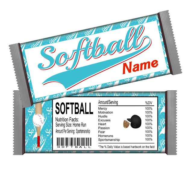 Bloc-note Sports Softball Anniversaire Candy Bar Wrapper Fav (Créateur téléchargé)