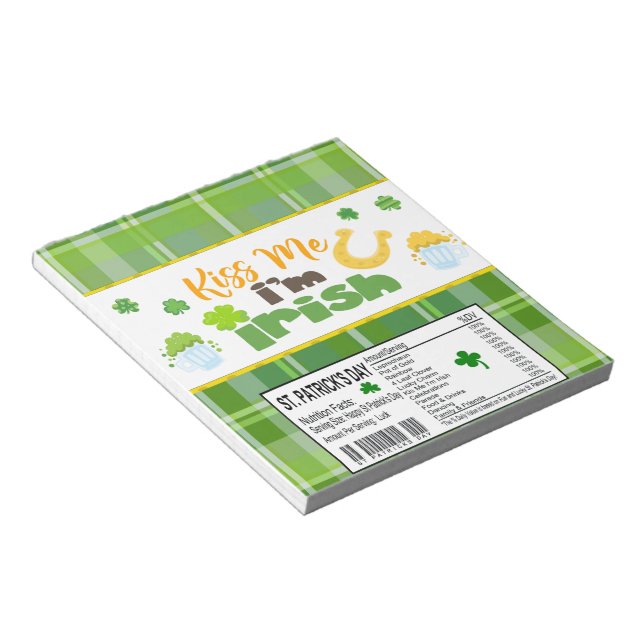 Bloc-note St. Patricks Day Candy Bar Wrapper Party Faveurs (Incliné)