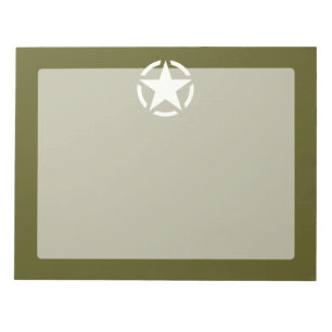 Bloc-note Star Stencil Vintage Decal on Kaki Green