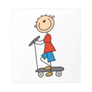 Bloc-note Stick Figure Boy sur Scooter