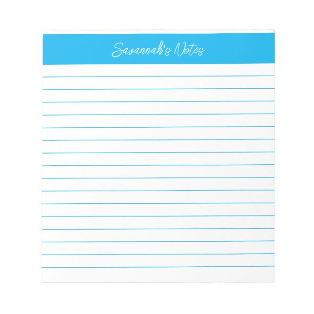 Bloc-note Style classique Sky Blue Script personnalisé (Devant)