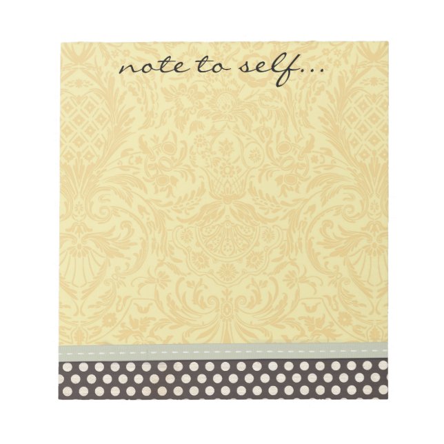 Bloc-note Style Scrapbook Polka Dot et Damask avec ruban (Devant)