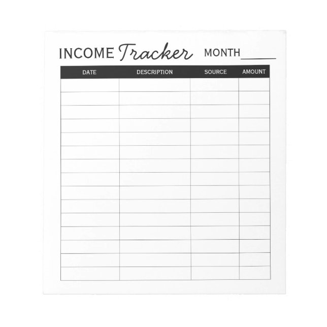 Bloc-note Suivi de revenu personnalisé professionnel pour l' (Devant)