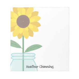 Bloc-note Sunflower in Mason Jar - Ajouter votre nom