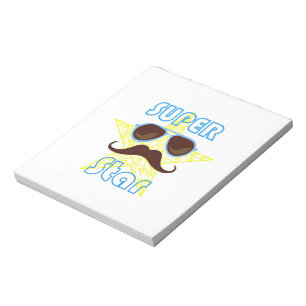 Bloc-note Super Star avec lunettes de soleil et moustache