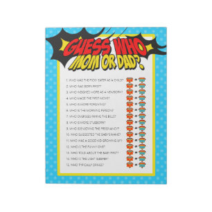 Bloc-note Superhero Devinez Qui Baby shower Game Pack