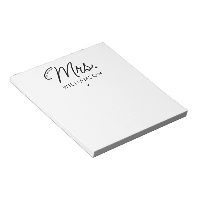 Bloc-note Sur Mesure, Mme Est. Script élégant moderne nouvel (Incliné)
