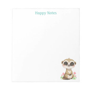 Bloc-note Suricate et fleurs personnalisés mignons