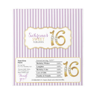 Bloc-note Sweet 16 Wrappers-Barres à Bonbons Chocolat-Gold N