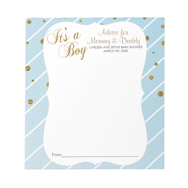Bloc-note Sweet Baby Blue et Gold Confetti - Conseils (Devant)