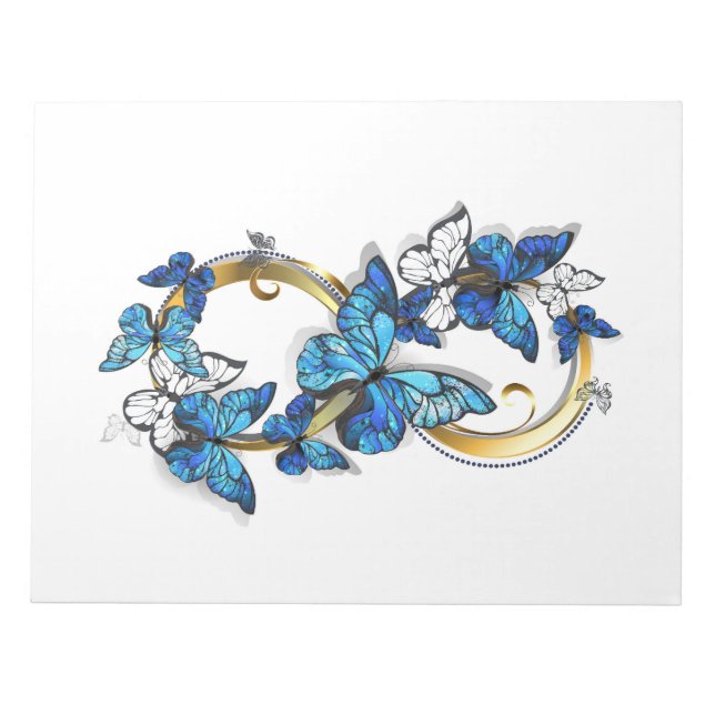 Bloc-note Symbole infini de papillons Morpho bleus (Devant)