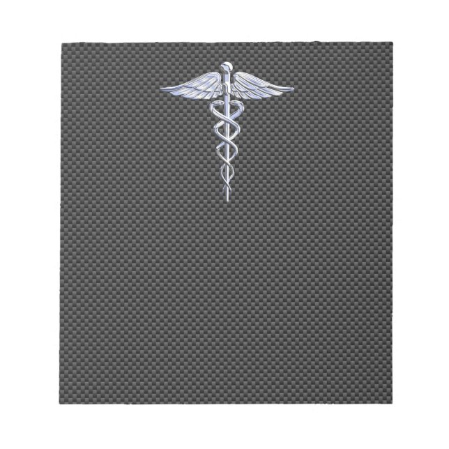 Bloc-note Symbole Médicale Silver Caduceus Style fibre de ca (Devant)