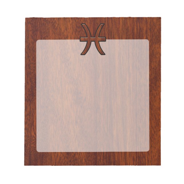 Bloc-note Symbole Zodiac Pisces Style de grains de bois d'ac (Devant)