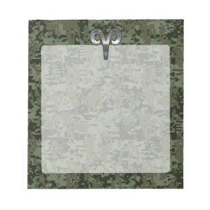 Bloc-note Symbole Zodiac Silver Aries Camo numérique vert