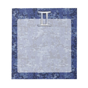 Bloc-note SYMBOLE Zodiaque Gemini Camouflage numérique bleu