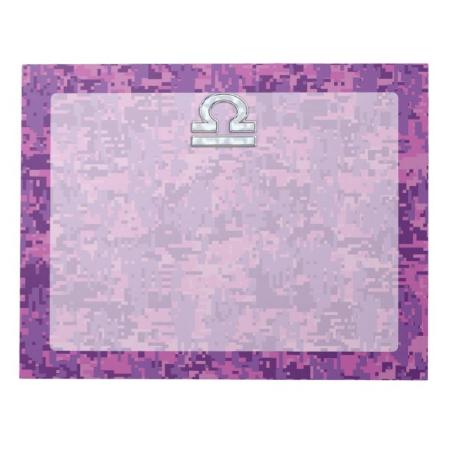 Bloc-note SYMBOLE Zodiaque Libra Camo numérique rose Fuchsia (Devant)
