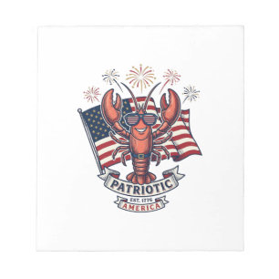 Bloc-note T-Shirt_1 Gravure Vintage Drapeau Homard Patriotiq
