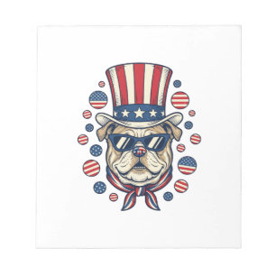 Bloc-note T-shirt avec gravure vintage de bouledogue patriot