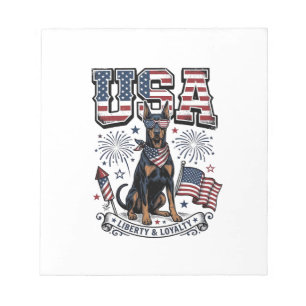Bloc-note T-shirt avec gravure vintage de Doberman patriotiq