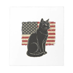Bloc-note T-Shirt Vintage Graphique Chat Drapeau Patriotique