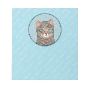 Bloc-note Tabby Gris Peinture Chat - Cute Original Art Chat