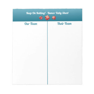 Bloc-note Table de dés Bunco simple