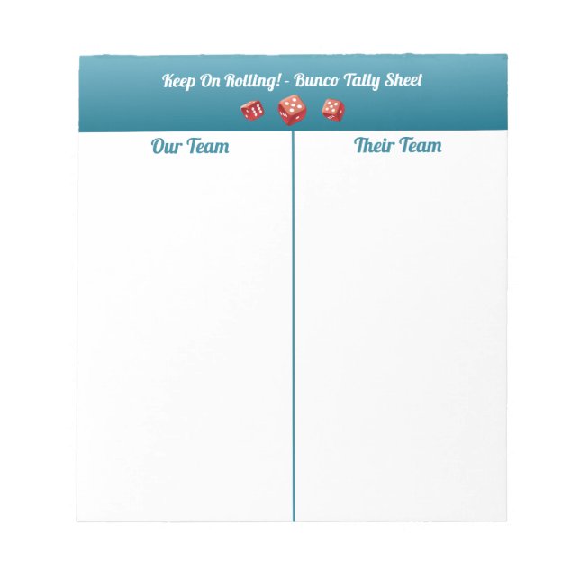 Bloc-note Table de dés Bunco simple (Devant)
