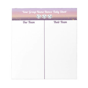Bloc-note Table de dés Bunco simple