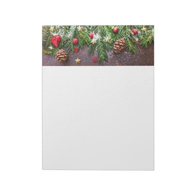 Bloc-note Table de Noël rustique avec pin et neige (Tourné)