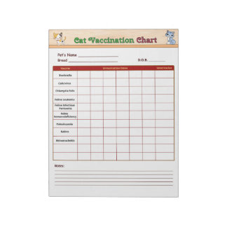 Bloc-note Tableau de vaccination pour chats