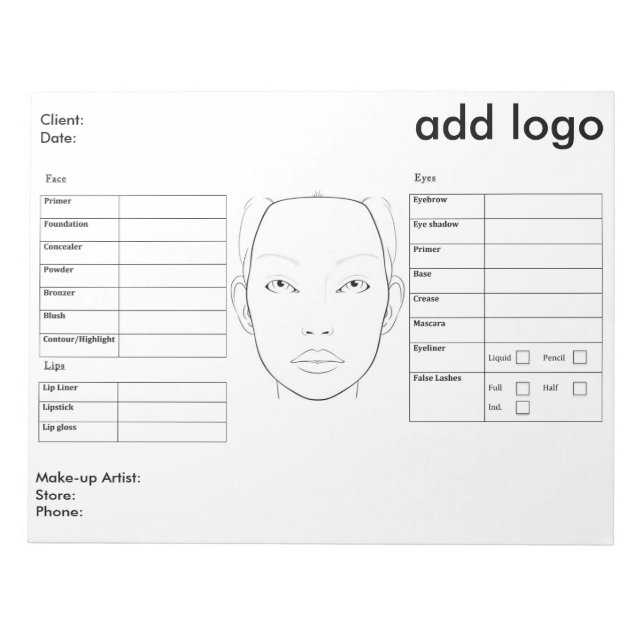 Bloc-note Tableau de visage de maquillage (Devant)