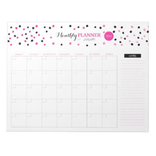 Bloc-note Tableau mensuel des points rose et noir