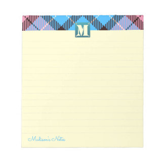 Bloc-note Tartan Cuir Custom Script Monogramme Crème Liner