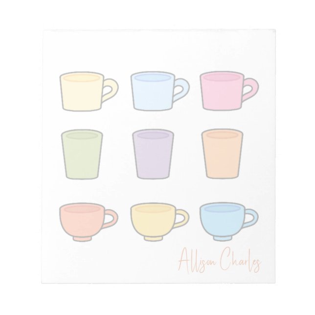 Bloc-note Tasses mignonnes élégantes uniques tendance simple (Devant)