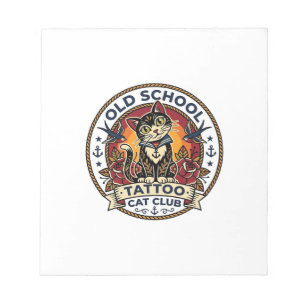 Bloc-note Tatouage École Ancienne Chat Mignon Design - Vieil