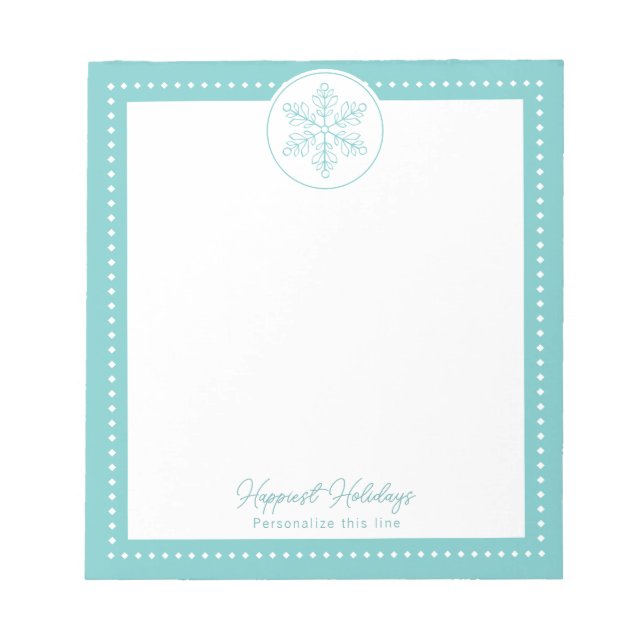 Bloc-note Teal Fancy Snowflake Personalized Holiday (Devant)