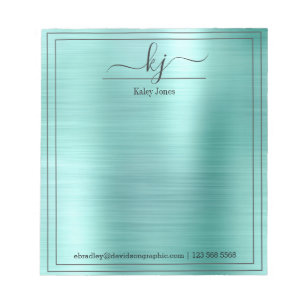 Bloc-note Teal Metallic Personalized Name   From The Desk Of