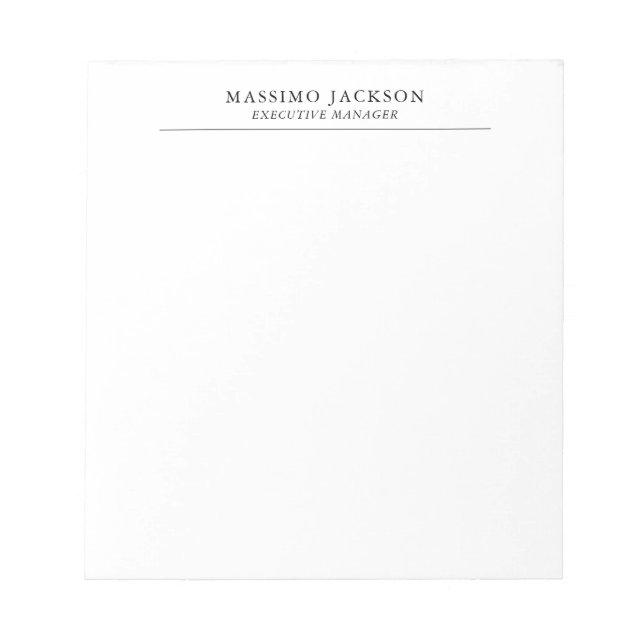 Bloc-note Tendance Moderne Simple Noir & Blanc Professionnel (Devant)
