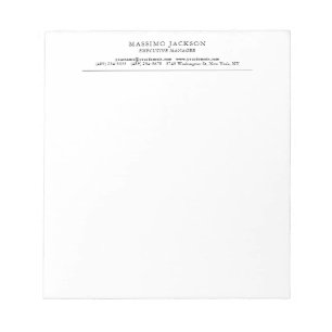 Bloc-note Tendance Moderne Simple Noir & Blanc Professionnel