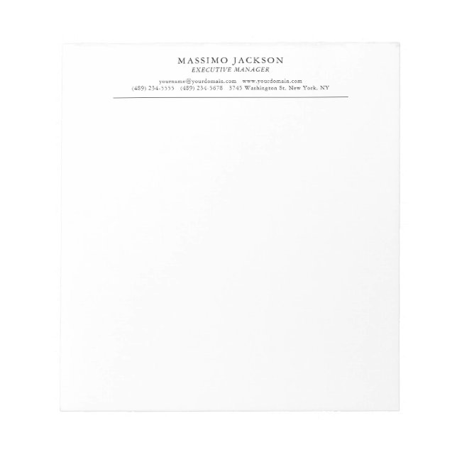 Bloc-note Tendance Moderne Simple Noir & Blanc Professionnel (Devant)