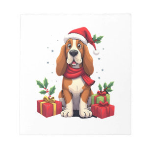 Bloc-note Tenues de Noël drôles de chien Basset Hound Chapea
