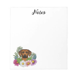 Bloc-note Tête de chien Rhodesian Ridgeback Fleurs sauvages