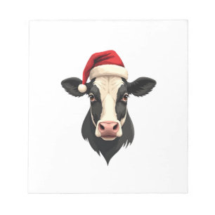 Bloc-note Tête de vache de Noël vintage avec chapeau de Père