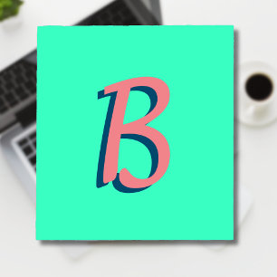Bloc-note Texte 3D Blush rose tendance initial Neon Turquo