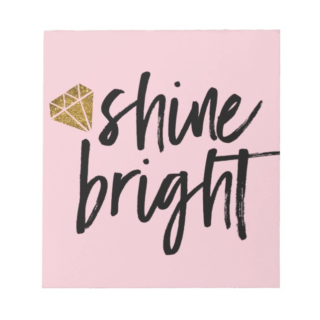 Bloc-note Texte brillant brillant avec diamant d'or (Devant)